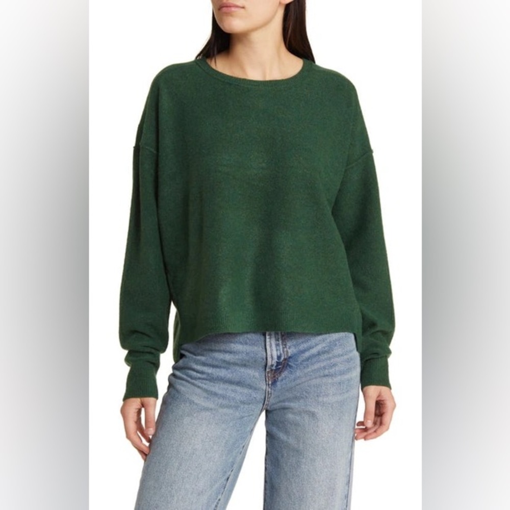 Free People “Luna” High-Low Sweater – Green – Size M